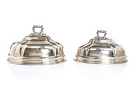 TWO SHEFFIELD CRESTED SILVER PLATE MEAT DOMES
