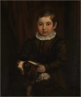 ANTIQUE PORTRAIT OF A BOY WITH HIS DOG
