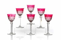 SIX ST LOUIS CRANBERRY GLASS TOMMY WATER GOBLETS