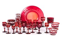19 PIECES OF ASSORTED RUBY / CRANBERRY GLASS