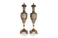 FINE PAIR OF PAINTED PORCELAIN FRENCH VASES