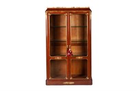 FRENCH BRONZE MOUNTED VITRINE WITH MARBLE TOP