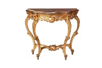 ANTIQUE CARVED GILTWOOD CONSOLE WITH ONYX TOP