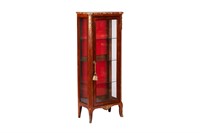 FRENCH PETITE MARBLE TOP VITRINE