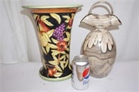 Lovely Large Floral Vase and Handthrown Pottery