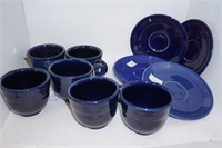 6 Fiesta Colbolt Blue Cups and 5 Saucers