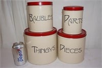 4 pc Thingys, Baubles, Parts, Pieces Canister Set