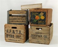 3 Crates, Wooden Box and Metal & Wood Milk Crate
