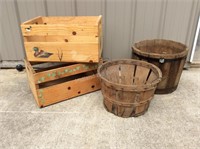 Two Wood Decorative Crates & More