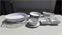 Mikasa bowls + white serving pieces