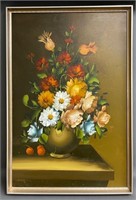 Large Still Life Oil on Canvas Floral