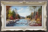 Stunning Oil on Board Wilderness Painting