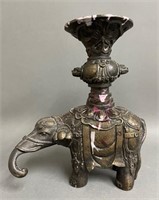 Chinese Bronze Candle Holder 19th Century 7 1/2"
