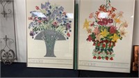 2 Lander framed floral prints