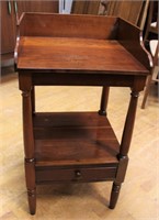 Cherry gallery back 1 drawer stand table