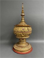 Thailand Lidded Wood Tower Pre WW2