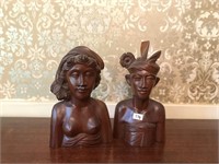 Pair Hand Carved Wooden Statues