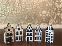 Set of 5 Blue Delft KLM Porcelain Houses