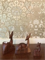 (3) Carved Wooden Animals