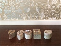(5) Small Stone Boxes with Lids