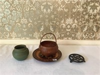 4 Pieces incl Basket, Pottery, Driver, Poland