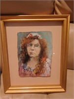 Heshmati Signed, Framed Art, Girl With Red Hair