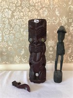 3 Carved Wooden Items including from famous