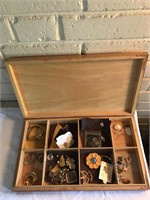 Fancy Box with Vintage Jewelry, Timex Watch,