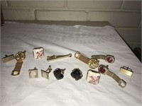 Lot Cuff Links (with Stones, + Clip, etc...)