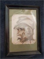 Framed Art, Marked, Man With Cap