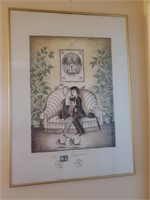 Framed, Numbered, Marked Lithograph Lovers, Peynet