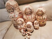 10pc Russian Stacking Dolls, One Broken