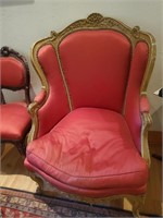 Antique Red Satin Chair, High Back #2