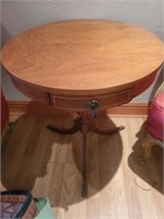 Antique Wood Round Accent Table