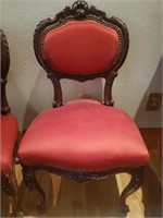 Antique Red Satin Armless Chair #1