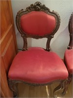 Antique Red Satin Armless Chair #2
