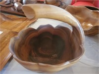 Wood Half Handled Bowl