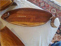 Wood Fish Plate, Inlaid Mother Of Pearl?