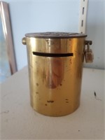 Vintage Brass Round Bank?, Locked, No Key