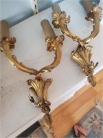 Brass Wall Sconces, Previously Electrified