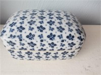 Blue/ White Ceramic Flowered Rectangular Box