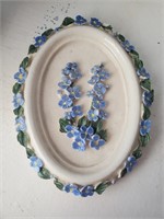 Ceramic Oval Blue/ White Floral Decor