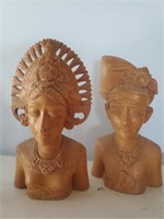 2pc African? Style Wood  Statues/ Bookends?