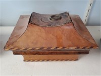 Antique Wooden Asian Style Hinged Box