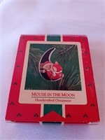 Mouse in the moon handcrafted ornament