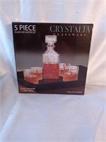 5 piece crystalia glass decanter set