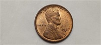 1937 S Lincoln Cent Wheat Penny Uncirculated Red