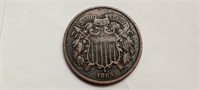1865 2c Two Cent Piece High Grade
