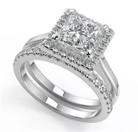 3.25 Cts Princess Halo Solitaire Engagement Ring