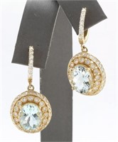 8.27 Cts Natural Aquamarine Diamond Earrings